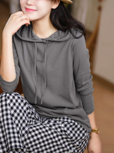 XIAOER | Youthful Sporty Hoodie Pullover with Drawstring Comfort Womens