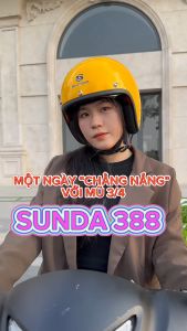 Mũ bảo hiểm 3/4 có kính âm SUNDA 388 - Tặng kèm tai mèo / gấu - Màu xám xi măng bóng - Hàng chính hãng