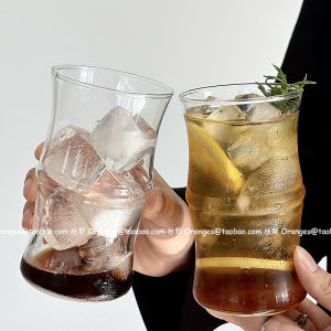 Heat Resistant Water Cup Ice American Coffee Cup Juice Cup Cool Drinks Cup Bamboo Glass for Oranges Coffee Shop