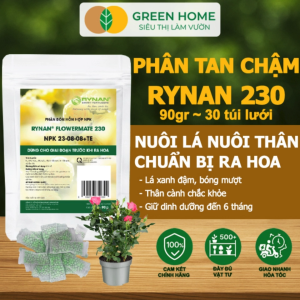 Phân Tan Chậm GreenHome Rynan 230 Bao 90g ~ 30 Túi Lưới 3g Dùng Cho Hoa Kiểng Trước Khi Ra Hoa
