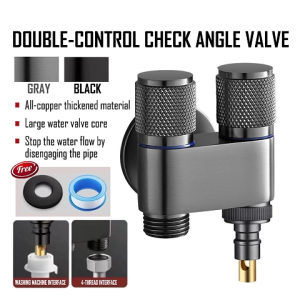 Dual Control Two Way Stop Angle Valve Brass Material Bathroom Toilet Washing Machine Faucet 2 Way Angle Valve Three-Way