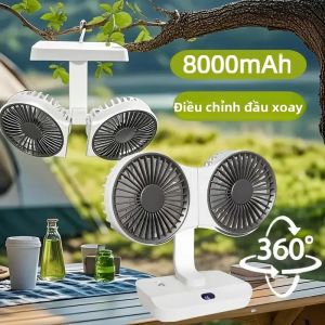 Quạt Lắc Hai Đầu Đa Chức Năng Với Tốc Độ Điều Chỉnh 4 Cấp Độ Màn Hình Kỹ Thuật Số Độ Phân Giải Cao Đèn Ngủ Di Động Quạt Làm Mát USB