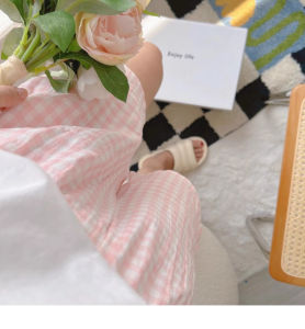 Áo Ngủ Cotton Lanh Nguyên Chất Cho Nữ Mùa Hè Phong Cách Hàn Quốc Vải Cotton Mềm Họa Tiết Nhỏ Màu Khối Ngắn Tay Bộ Đồ Mặc Nhà