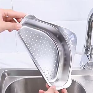 Stainless Steel Sink Strainer Basket Kitchen Triangular Sink Strainer Rack Fruit Vegetable Drainer Shelf