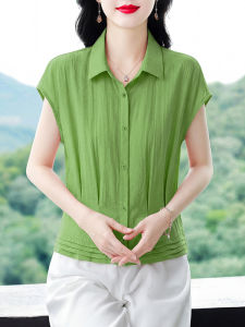DAIXIANGFEIZI | Cotton Summer Waist Cinching Fashionable Mom Shirt