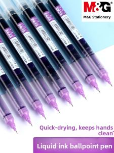 Morning Light Purple Ink Pen Quick Dry Direct Liquid Ballpoint Pen Student Note Taking Colorful Pen 05 Black Quick Dry Water Pen Highlighting Tool Red Blue Direct Ballpoint Pen