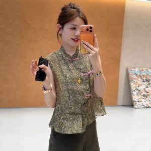 YINGDAI | Sleeveless New Chinese Style Shirt