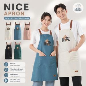 [Ready Stock MY] Apron Beruang Comel Gaya Moden Dapur Rumah Tahan Kotor Sesuai Untuk Perkhidmat Makan Dan Pakaian Kerja Wanita