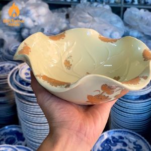 Bát Sen Thả Hoa Tắm Phật Bát Tràng - Bát Minh Đường Tụ Thuỷ Men Ngà Vàng