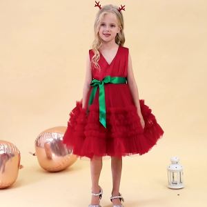 332FSMKTZ Wedding Flower Girl Bridesmaid Childrens Dress Girls Christmas Party Princess Elegant Princess Dress