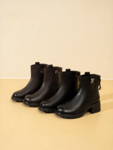 Josiny | Black Autumn/Winter Retro Martin Boots Thick Heel
