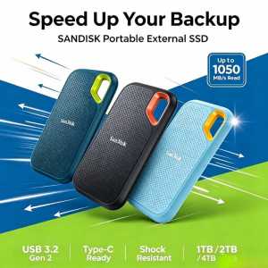SanDisk Extreme E61 Portable External SSD USB3.2 Gen2 Type-C 1TB 2TB Read Speed Up To 1050MB/s NVM Solid State Drive for Laptop Backup