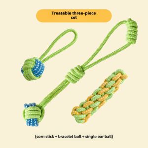 Dog Toy Rope Bite-Resistant Cord Teether Knot Ball Small Dog Chewing Rope Labrador Border Collie Golden Retriever Interactive Tug of War Rope