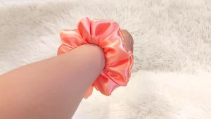 Scrunchy Dark Peach Satin - Large