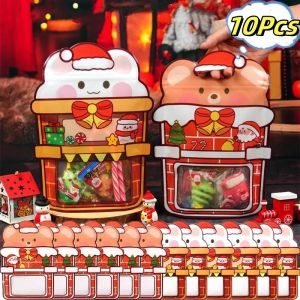 10Pcs Cartoon Snack Bags Christmas Sealing Gift Bag Candy Biscuit Chocolate Packaging Pouch Party Festival Gift Storage Handbag