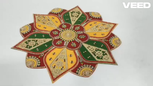 Acrylic Beaded Rangoli Floor Decoration 13-Piece Set | Traditional Festive Decor for Diwali Pooja Weddings & Home Entrance (1 Set | Size - 18 inch)