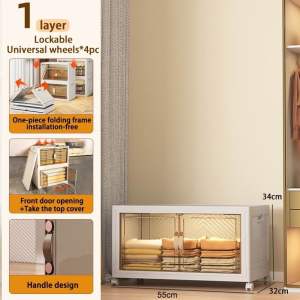 【Local Seller🇸🇬 】Foldable Storage Box Clothing Snacks Toy Organizer Wardrobe Stackable Storage Cabinet