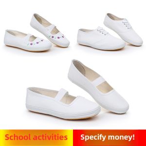 Childrens Gymnastics Dance Canvas Shoes Casual Low-Top EVA Inner Soft Breathable Leather Lining Seasonal Universal Sneakers