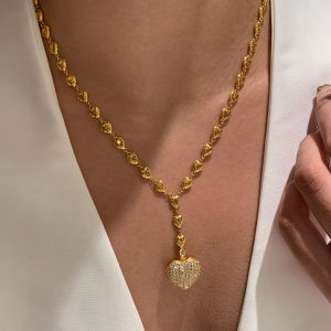 CAFFTI | Golden Full Diamond Heart Pendant Necklace