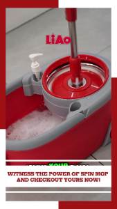 LIAO Premium 360° Tornado Mop Set with Durable Plastic Bucket and Rotating Wheels