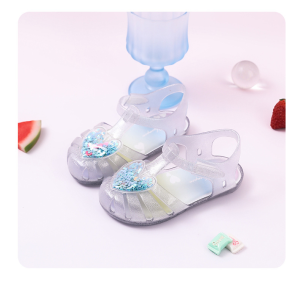 Princess Style Jelly Sandals for Girls Water Play Beach Shoes Soft Bottom Anti-Slip Cherry Design Baby Footwear Ages 1-6