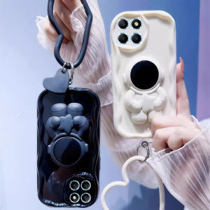 ปลอก เคส Honor 90 Lite X9b X9a X8b X7b X9 X8 X7 X7a X6a 5G 4G เคสโทรศัพท์ดีไซน์ใหม่การ์ตูนเคลือบเงาครีมปกอ่อนพร้อมขาตั้งนักบินอวกาศและสร้อยข้อมือความรัก Case 2024