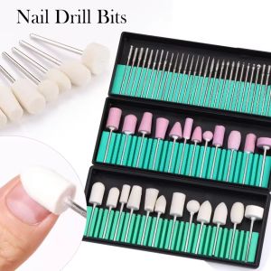LULAA 12/30Pcs Nail Drill Bits Set Quartz Scrub Stone Diamond Wool Milling Cutter for Manicure Tools Grinding Mill Pedicure Kit