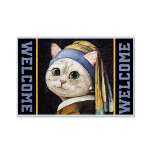 Oil Painting Cat Entrance Mat Bathroom Mat Entrance Door Mat Entryway Foot Mat 油画猫猫玄关地垫 浴室地垫 玄关入户门垫 进门脚垫 FUNIANQI