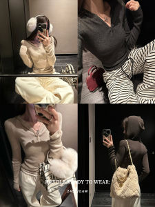 Womens Zipper Hoodie Knitwear Casual Inner Wear Top Long Sleeve Regular Fit Fashion Commute Style Black Bean Humming Brand