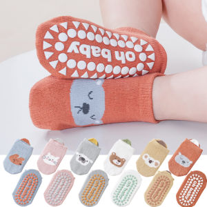 1/3/6 Pairs Kids Cotton Socks Sets for Baby Boys Girls Non-slip Cute Cartoon Animal Patterned Comfy Breathable Baby Floor Socks