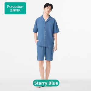Purcotton | 100% Cotton Double-layered Sleepwear Set Short Sleeve & Shorts