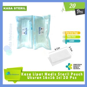 Kasa Lipat Medis Steril Pouch Kain Plester Perban Luka 16x16 CM Isi 20 Pcs Murah Gratis Ongkir Bisa COD