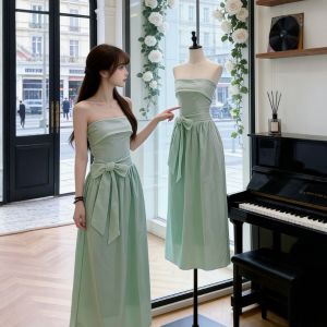 CHANGTONG | Unique Stylish Green Halter Neck A-line Dress Design