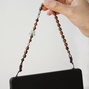 Double Hanging Style Chicken Wing Wood Phone Strap Chain with Double Head Buckle Anti-Fall Artistic Mobile Phone Accessories