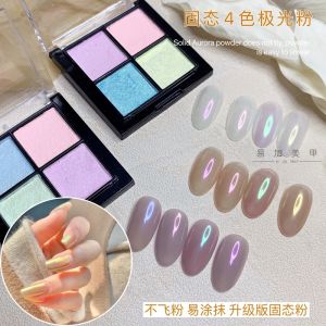 Nail Solid Aurora Powder Four Colors Suit Super Bright Colorful Fairy Magic Mirror Effect Powder Ornament Fingernail Decoration New Arrival Internet Celebrity