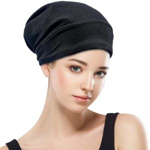 Silky Satin Lined Bonnet Sleep Cap Adjustable Stay On All Night Hair Wrap Cover Slouchy Beanie Curly Protection Silk Hair Bonnet