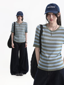 zuocisankon | Korean Style Youthful Color Block Striped Comfortable Fit T-shirt
