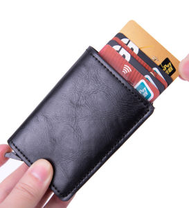 RFID Pop-out Card Wallet Mini Slim Card Holder for Men Women Aluminum Smart Automatic Pop up Credit Cards Business Cards Holder Money Clip Multiple Slot Coin Holder Purse Bag