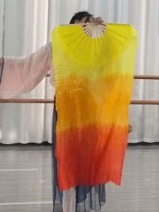 Dance Fan Long Wanjiang Dance Three-Color Gradient Flame Fan Square Dance Long Fan Dance Fans Yangko Fan