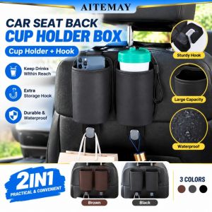 Aitemay 2 cái ngăn để cốc xe hơi phổ thông có móc túi sắp xếp gắn lưng ghế túi lưu trữ túi giá treo chai nước chống thấm nước cho phụ kiện điện thoại ô Túi mua sắm