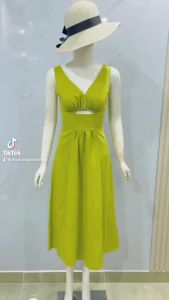 Đầm maxi cổ V nhiều màu