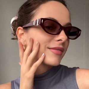 2025 New Rice Nail Small Frame Cat Eye Street Photography Womens Sunglasses Versatile Trendy Fashion Sunglasses
