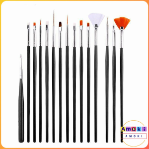 Amoki Professional Nail Art Design Painting Set 15 pcs Acrylic Oil Watercolors Artist Paint Brushes