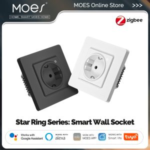 MOES Tuya ZigBee Smart Socket EU Wall Embedded Outlet Energy Monitor Indicator App Remote Control Voice Cotrol Alexa Google Home