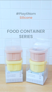 Little Giant SILICONE SQUARE FOOD CONTAINER | 1 Set Tempat Wadah Box Silicone MPASI 150ml | Silicone Platinum