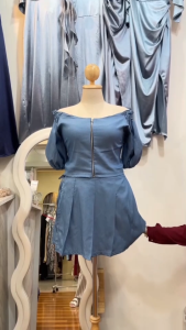 ML1063 ชุดเซต2ชิ้น #สาวอวบ ผ้ายีนส์ ทรงเสื้อน่ารัก เสื้อเปิดไหล่ กางเกงกระโปรงป้าย