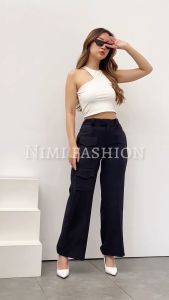 NIMI - Cargo Pants Celana Loose Cargo Wanita Celana Cullote Knit Import