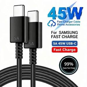 Cáp Sạc Siêu Nhanh 5A 45W Type C To Type C Dành Cho Samsung S22/S23/S24/A53 Hỗ Trợ Sạc Nhanh USB-C Truyền Dữ Liệu Màu Đen Tùy Chọn Chiều Dài 1m/1.5m/2m