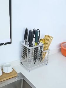 304 Stainless Steel Knife Holder Kitchen Rack Wall Mounted Knife Chopsticks Rack Slotting Tool
