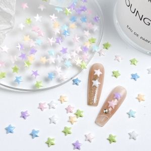 50PCS 3D Mini Solid Color Star Resin Nail Charms Cute Minimalist Flat Bottomed Pentagram Nail Art Decorations for DIY Nail Parts